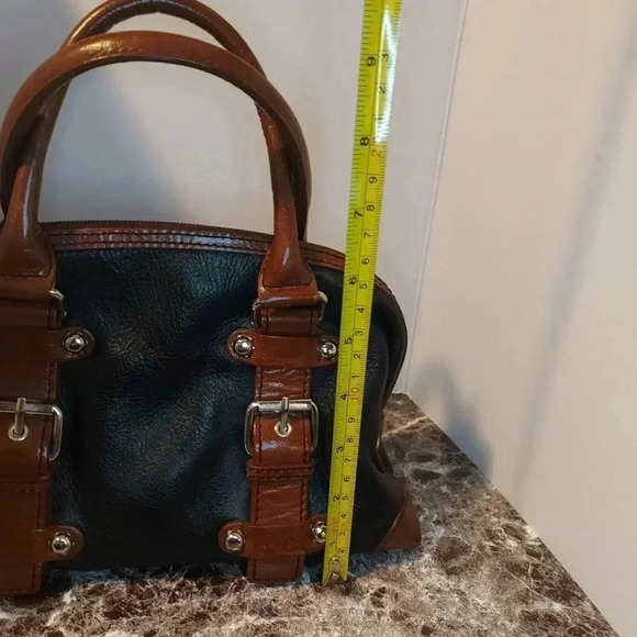 Danier | Super Cute Mini Handbag Black  and Brown Leather with Silver Hardware - Picture 10 of 16